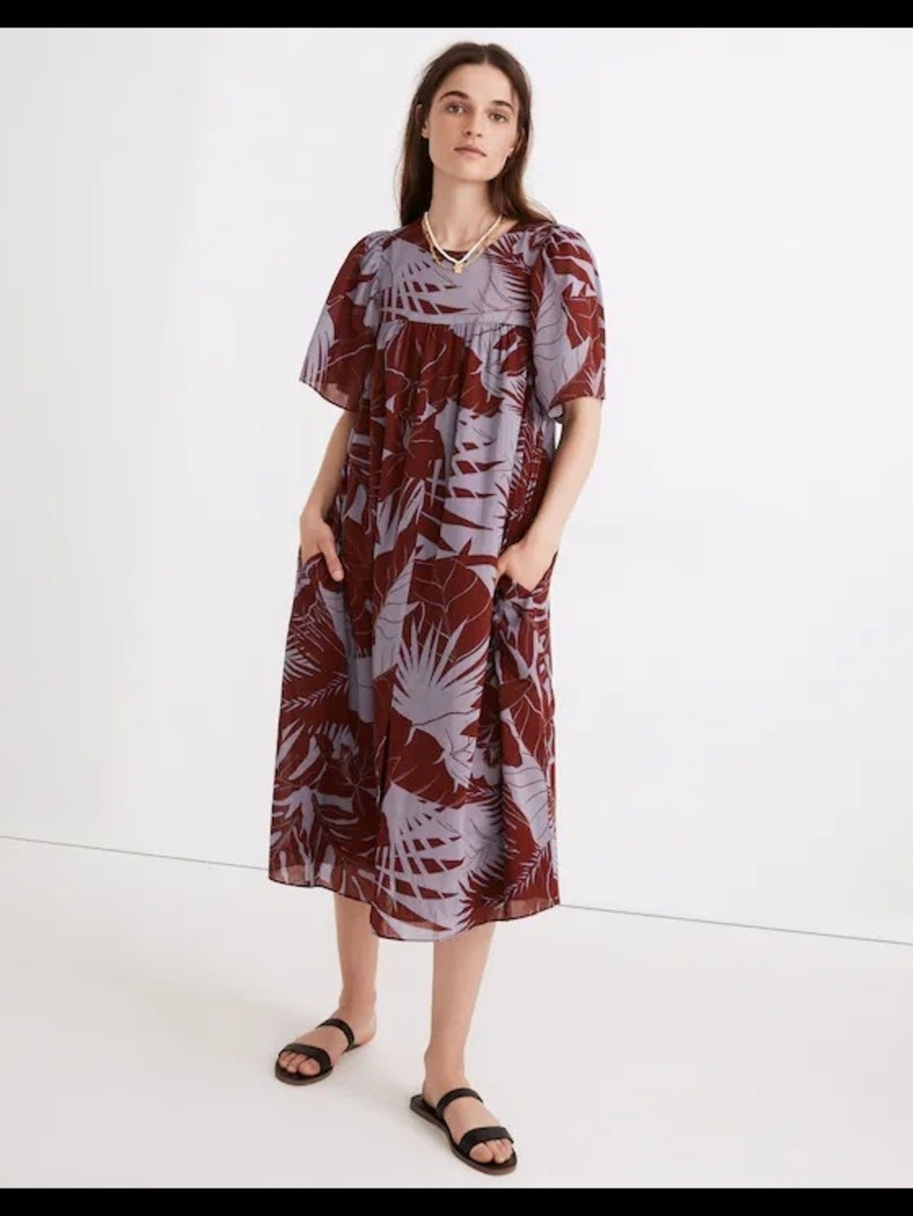 Madewell Fluttersleeve Kaftan Dress In Tropical Vacation